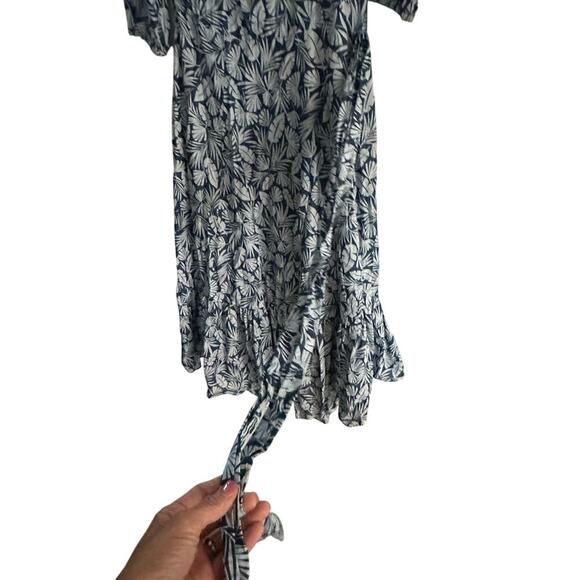 Boden Women's Blue Gray Leaf Print Short Sleeves Midi Dress Size 10 - Picture 5 of 6